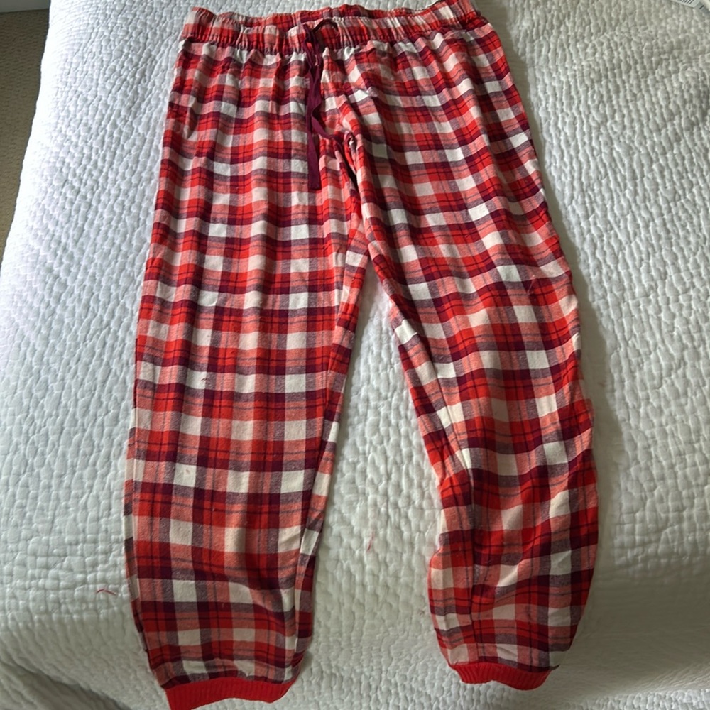 Red and white plaid jogger pj pants- Macy’s - size medium